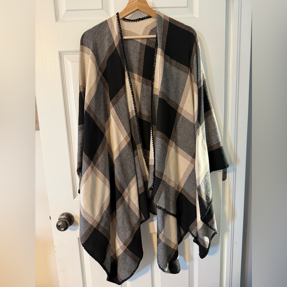 Plaid Open Front Women Sweater
